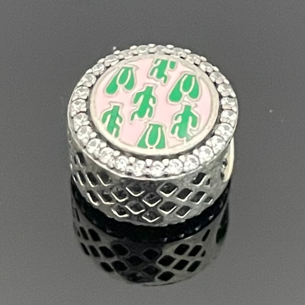 Pandora Engraved Button Charm Cactus Curacao Charm